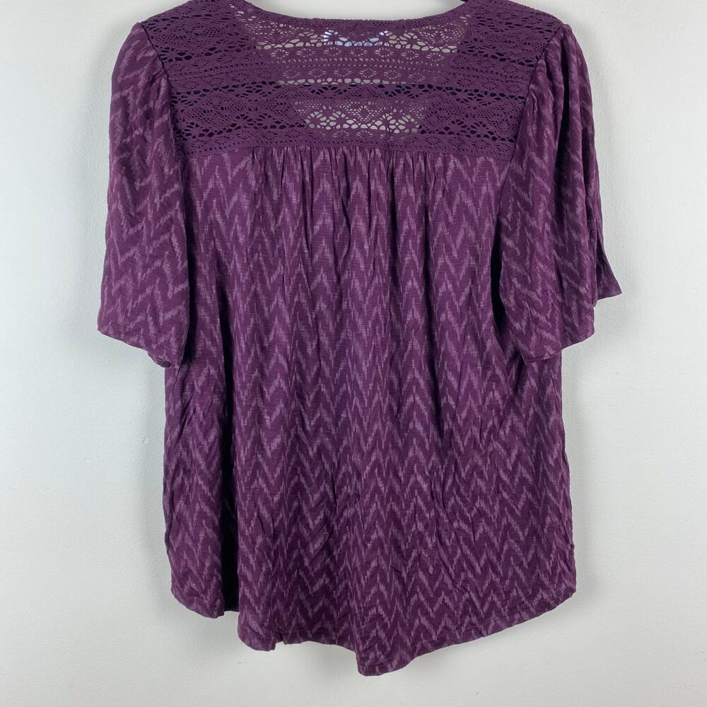 Lucky‎ Brand Boho Crochet Lace Blouse Purple Flowy Festival Peasant Indie Top S - Picture 3 of 8